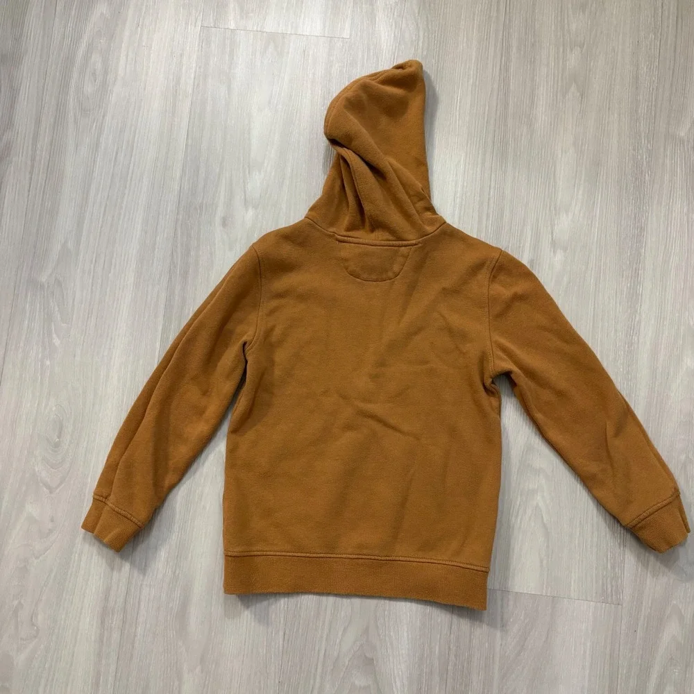 Timberland Hooded Sweatshirt Kids Brown Logo Pullover Boys Girls Size 10